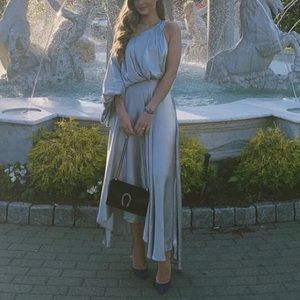 ASOS edition blouson one shoulder dress in satin